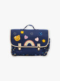Cartable bleu marine fantaisie en toile GICARETTE / 23H4PF92BES070
